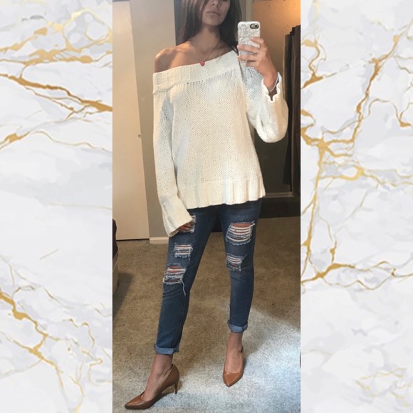 Free People Sweaters - Free People | White Off the Shoulder Sweater